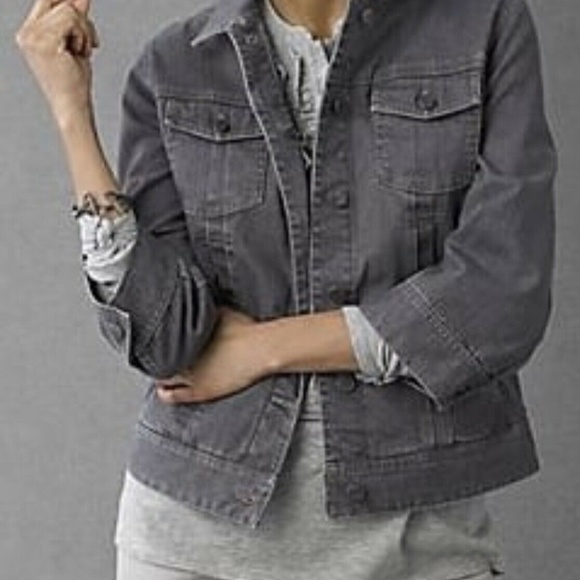 J. Jill Jackets & Blazers - J. Jill Charcoal Gray Cropped Denim Jacket
